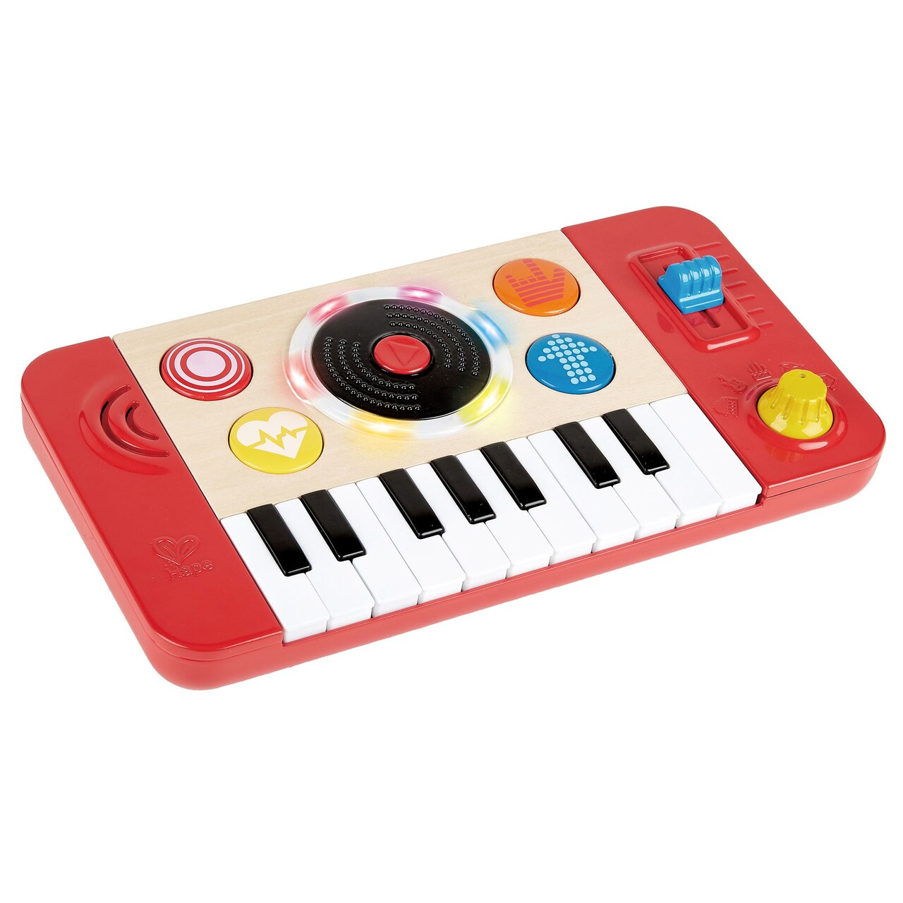 Hape: DJ Mix & Spin Studio - Lights & Sounds Music Toy, 18 Key Keyboard, Sound Effects, Tempo & Scratch, Musical Instrument, Baby-Toddler-Kids Age 1+